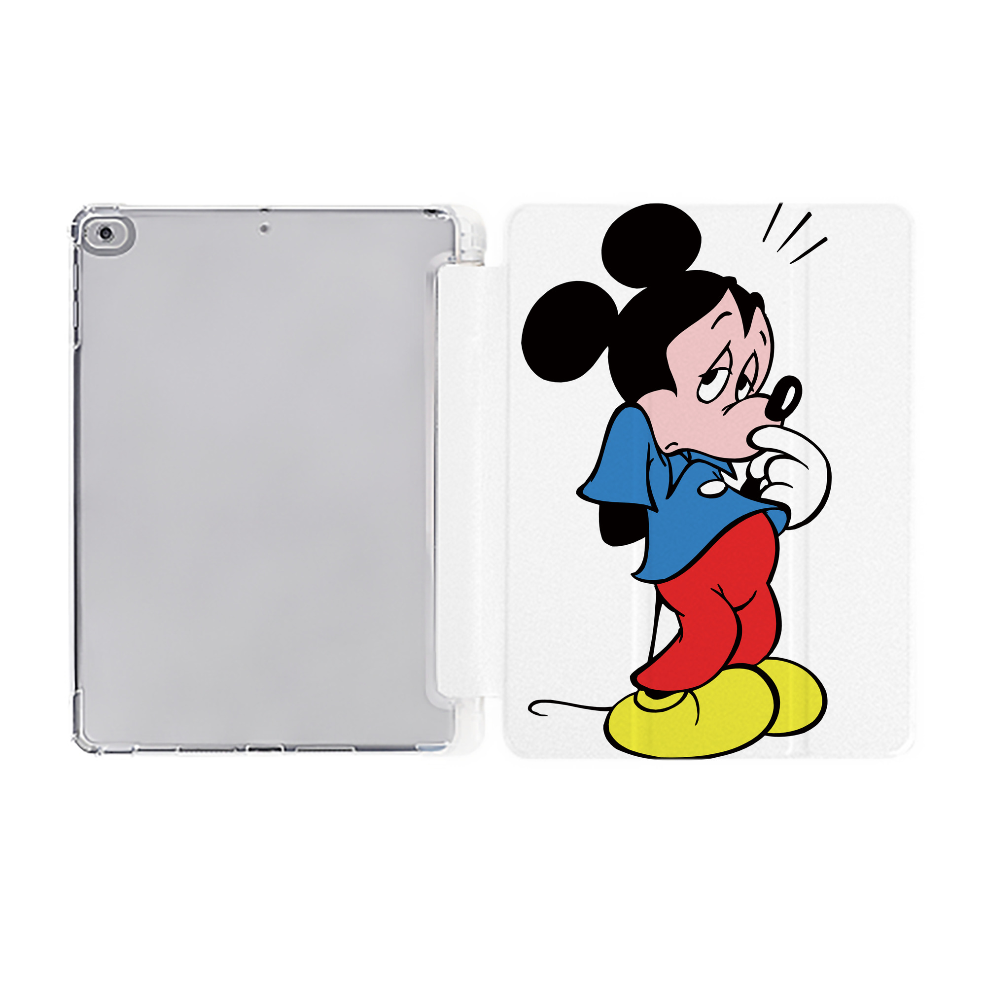 （画像用） ミッキーマウス Mickey Mouse IPad ケース ペン収納付き 三つ折りスタンド PUレザー×シリコン 対応機種9.5/10.5/10.9インチ
